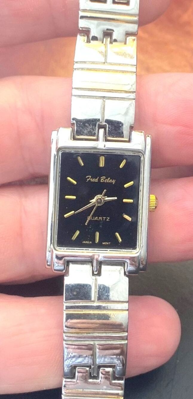 Women's Silver Tone Fred Belay Watch, Black Face, Bracelet Band